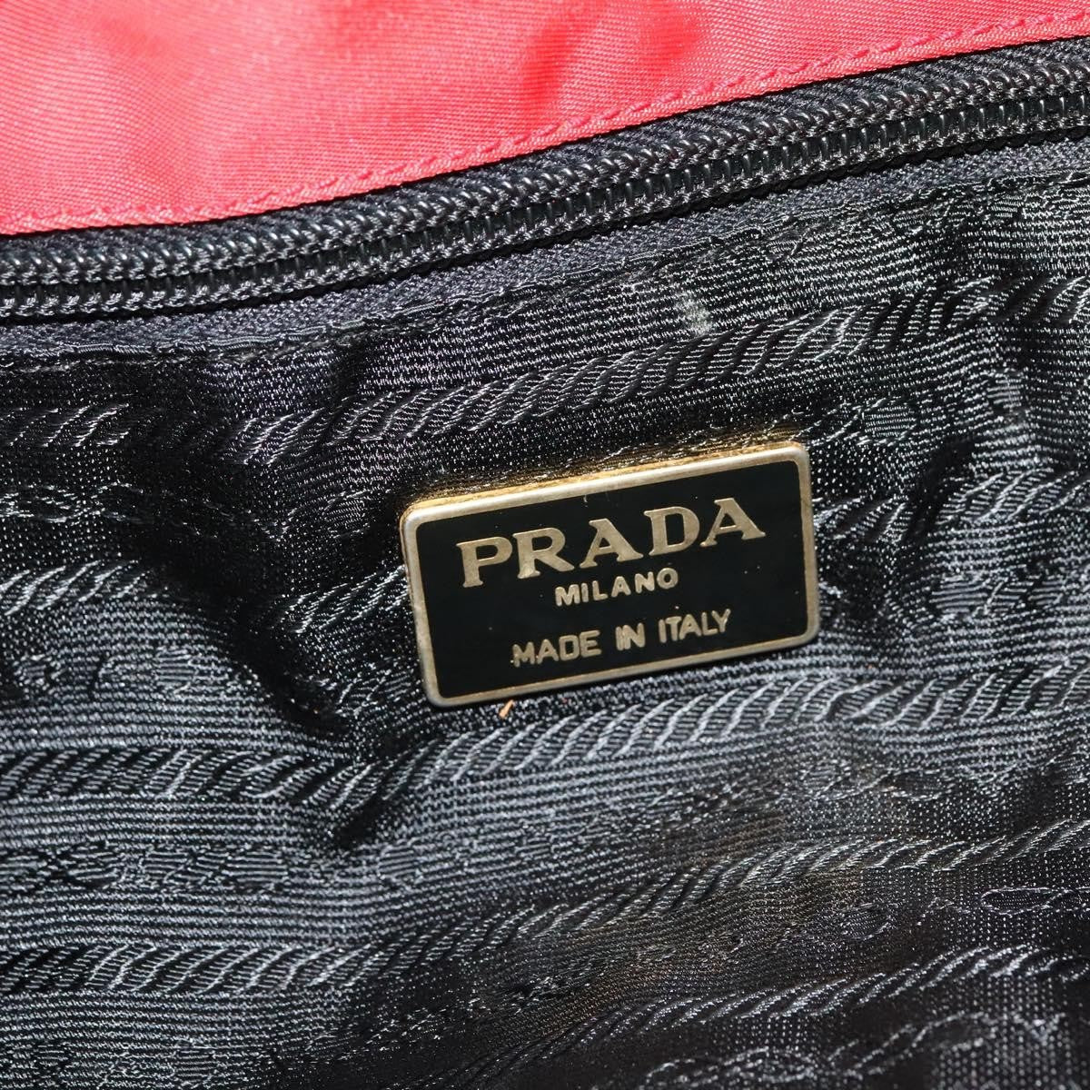 Prada Convertible Metal Handle Satchel Quilted Tessuto, RED, NYLON, Tote bag