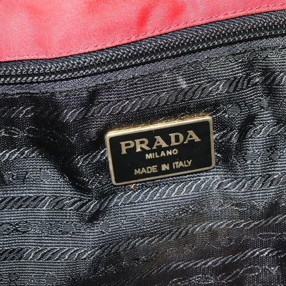 Prada Convertible Metal Handle Satchel Quilted Tessuto, RED, NYLON, Tote bag