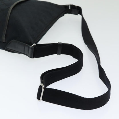 Gucci Zip Messenger Bag GG Canvas with Perforated Leather, BLACK, CANVAS, Crossbody bag