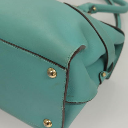 Salvatore Ferragamo Virna Satchel Leather, TURQUOISE, LEATHER, Handbag