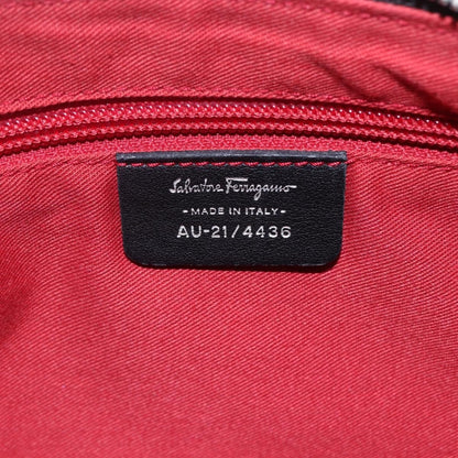 Salvatore Ferragamo Gancini Shoulder Bag Canvas, BLACK, CANVAS, Shoulder bag