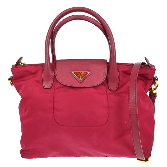 Prada Convertible Flap Tote Tessuto and Saffiano Leather, PINK, NYLON, Tote bag