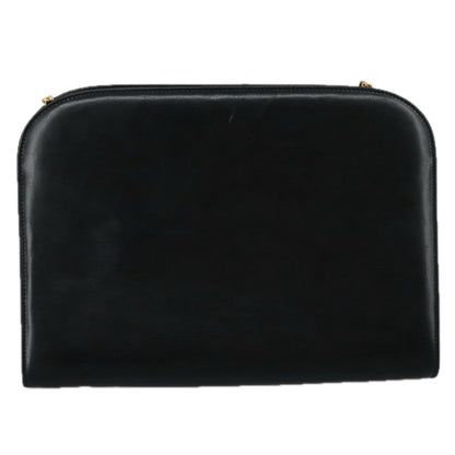 Salvatore Ferragamo Vintage Gancini Chain Shoulder Bag Leather, BLACK, LEATHER, Shoulder bag