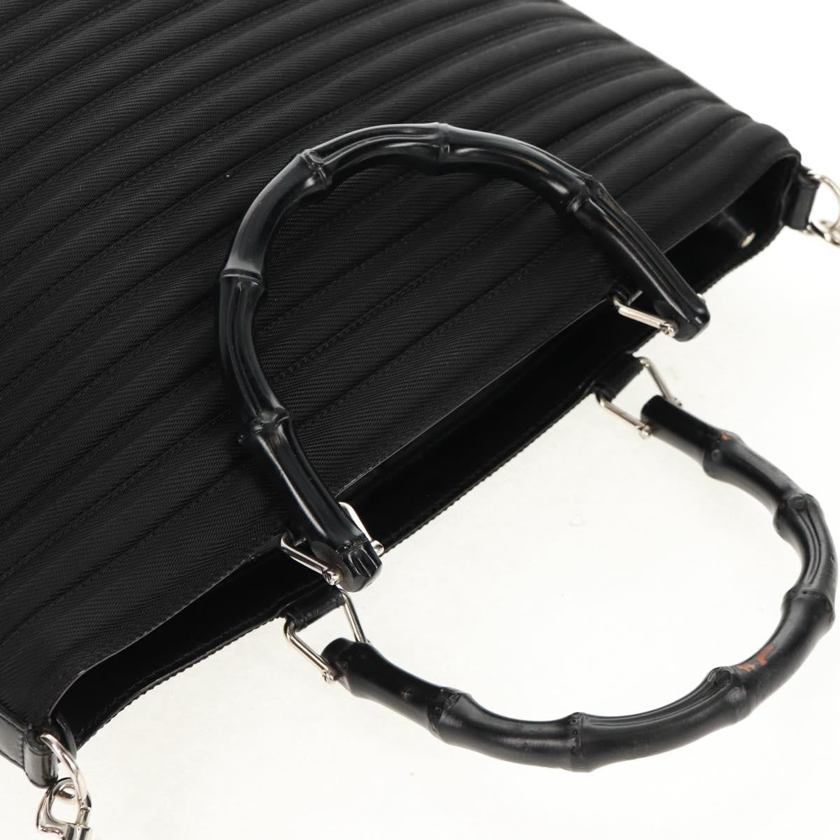 Gucci Vintage Bamboo Handle Bag Nylon, BLACK, NYLON, Handbag