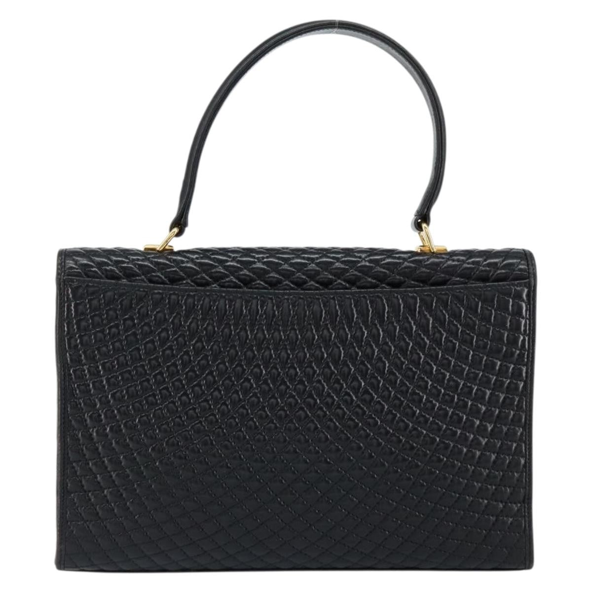 Bally Vintage Handbag Quilted Leather, BLACK, LEATHER, Handbag