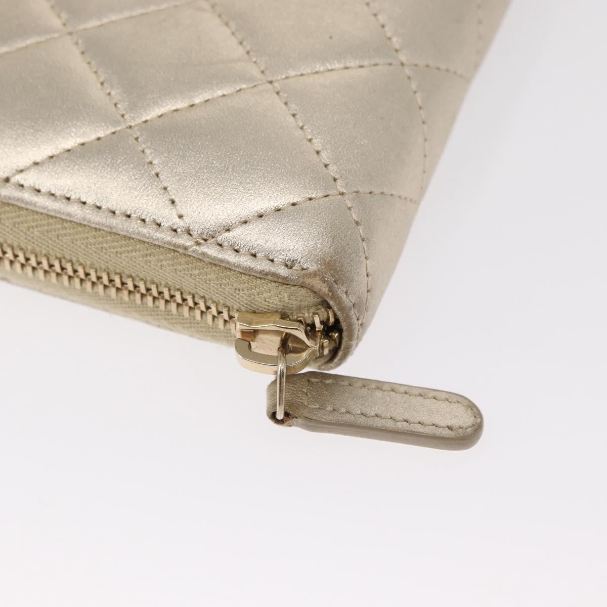 Chanel Zip Around Organizer Wallet Quilted Lambskin, GOLD, LEATHER, Wallets