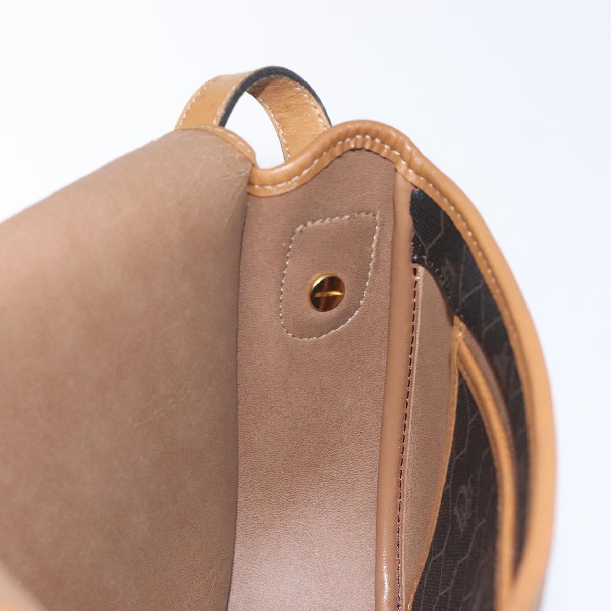 Christian Dior Vintage Honeycomb Flap Crossbody Bag Coated Canvas, BLACK, CANVAS, Crossbody bag