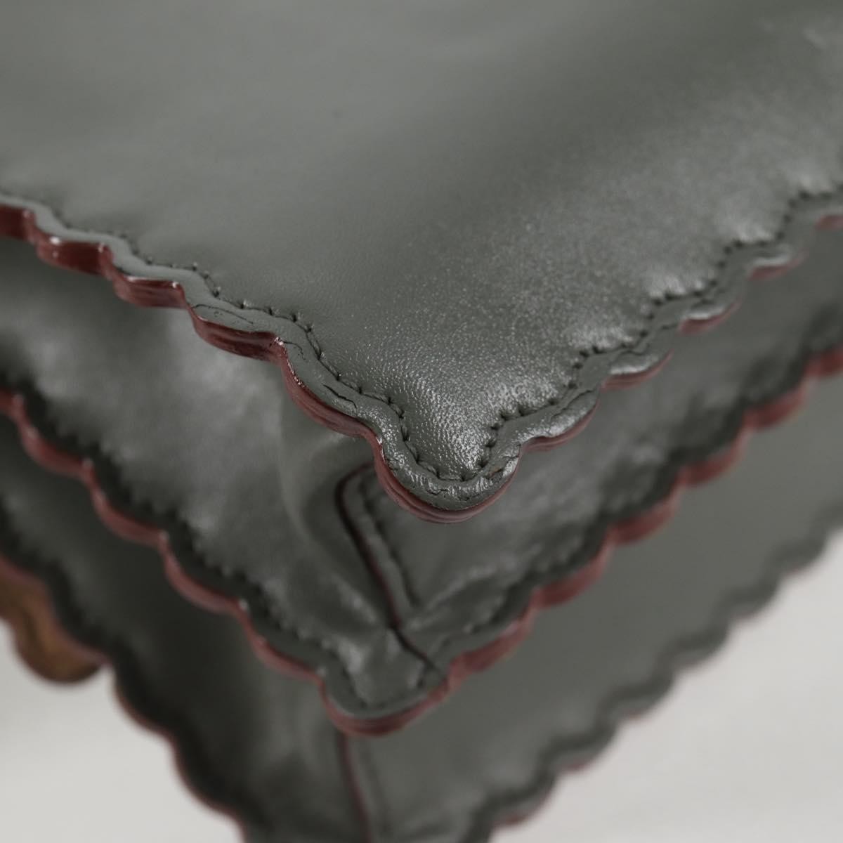 Fendi Kan I Bag Leather, GRAY, LEATHER, Handbag