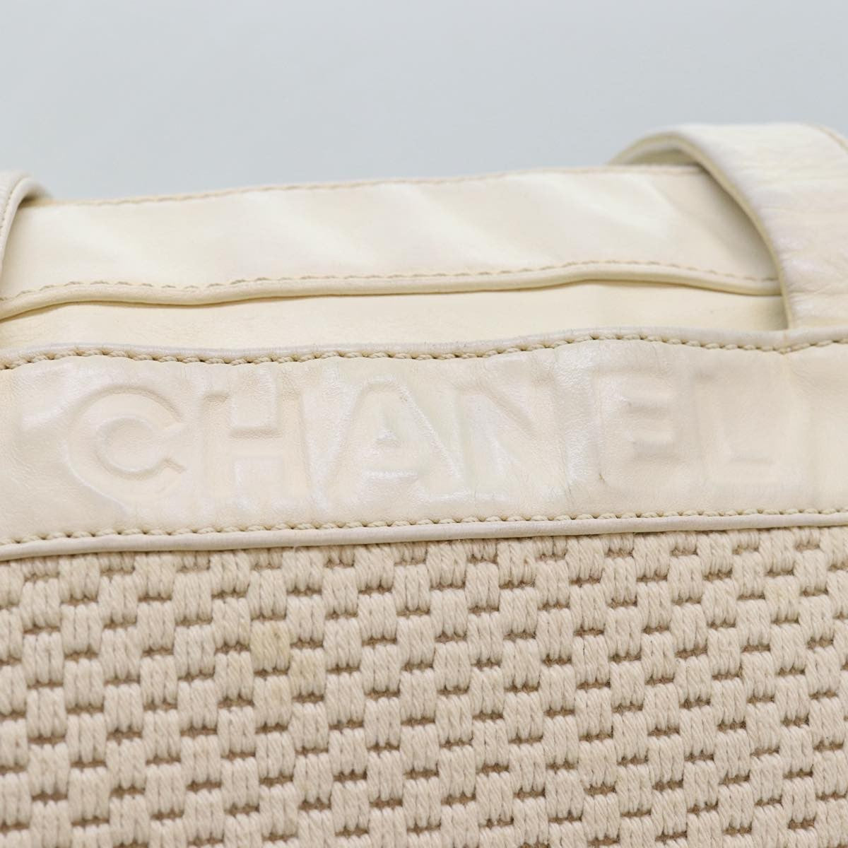 Chanel Zip Shoulder Bag Canvas, BEIGE, CANVAS, Shoulder bag