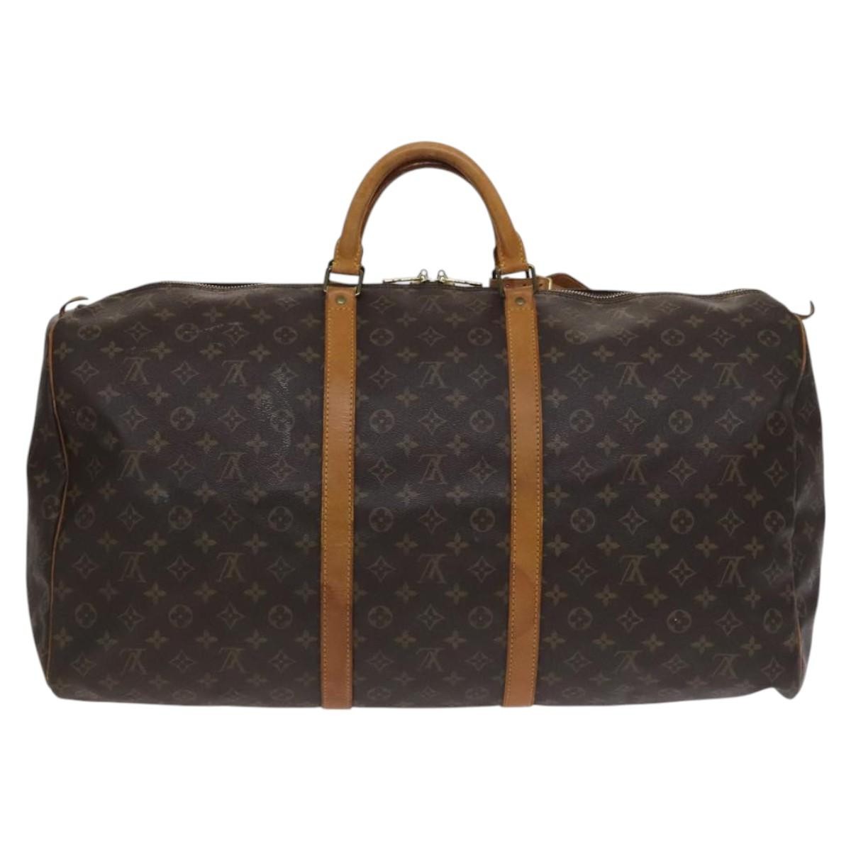 Louis Vuitton Keepall Bag Monogram Canvas, BROWN, CANVAS, Travel bag