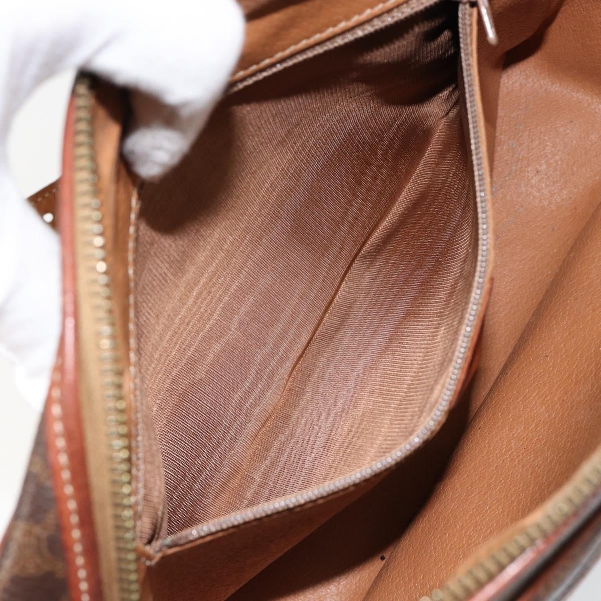 Celine Vintage Macadam Shoulder Bag Canvas and Leather, BROWN, CANVAS, Shoulder bag