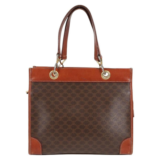 Celine Vintage Macadam Shoulder Bag Leather, BROWN, LEATHER, Shoulder bag