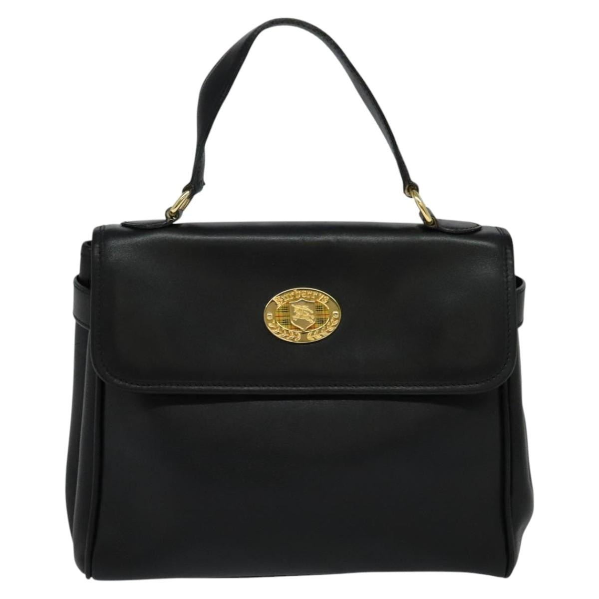 Burberry Vintage Handbag Leather, BLACK, LEATHER, Handbag