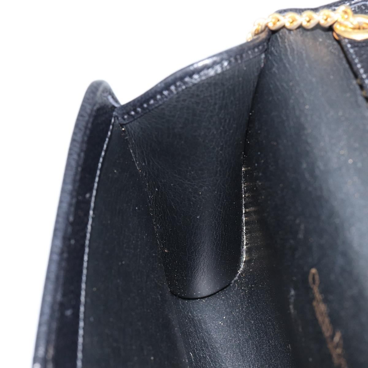 Christian Dior Vintage Chain Flap Shoulder Bag Leather, BLACK, LEATHER, Shoulder bag