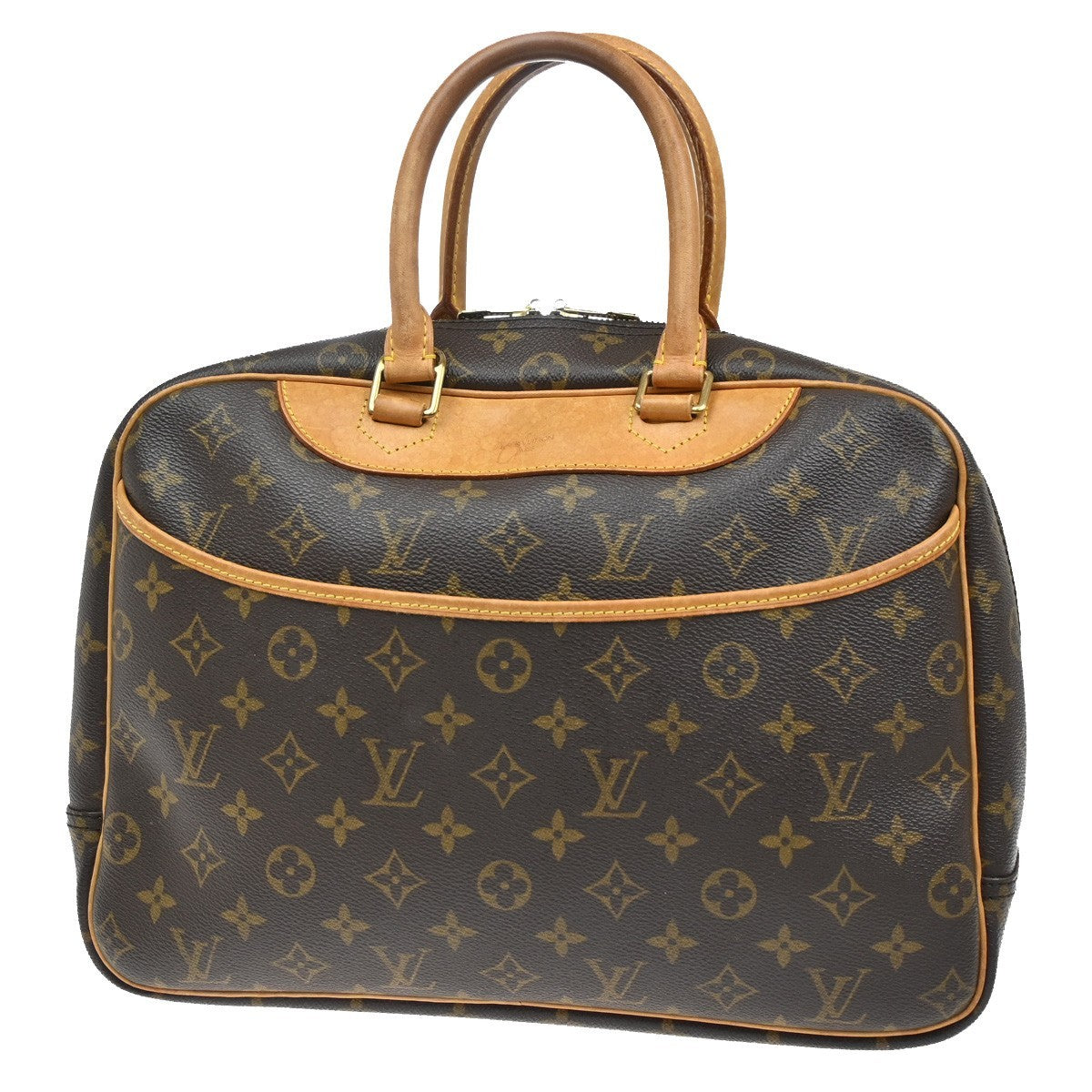 Louis Vuitton Deauville Handbag Monogram Canvas, BROWN, LEATHER, Handbag