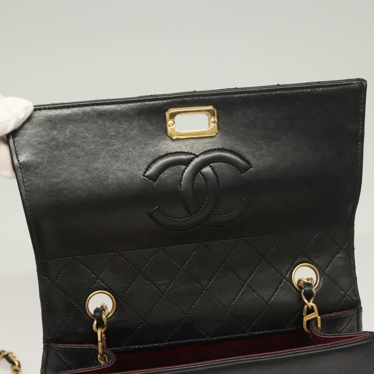 Chanel Vintage Trapezoid CC Flap Bag Leather, BLACK, LEATHER, Shoulder bag