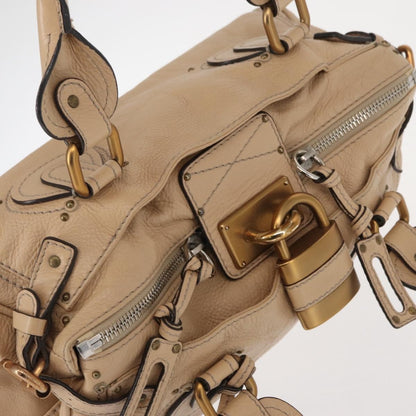 Chloe Paddington Lock Satchel Leather, BEIGE, LEATHER, Handbag