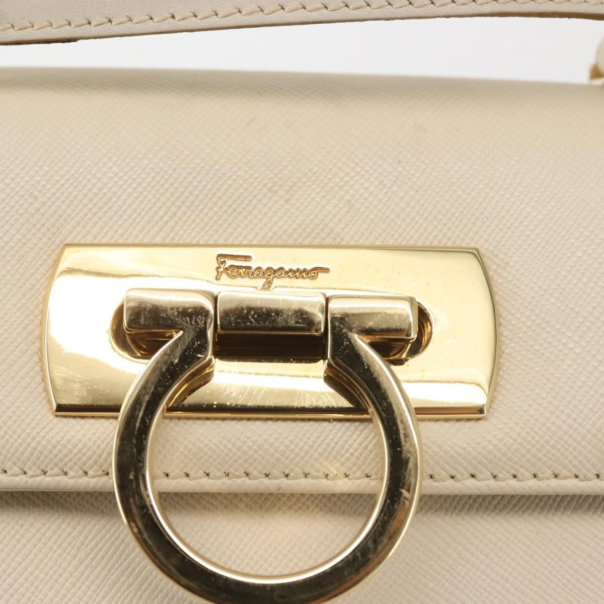 Salvatore Ferragamo Gancini Convertible Top Handle Bag Leather, WHITE, LEATHER, Handbag