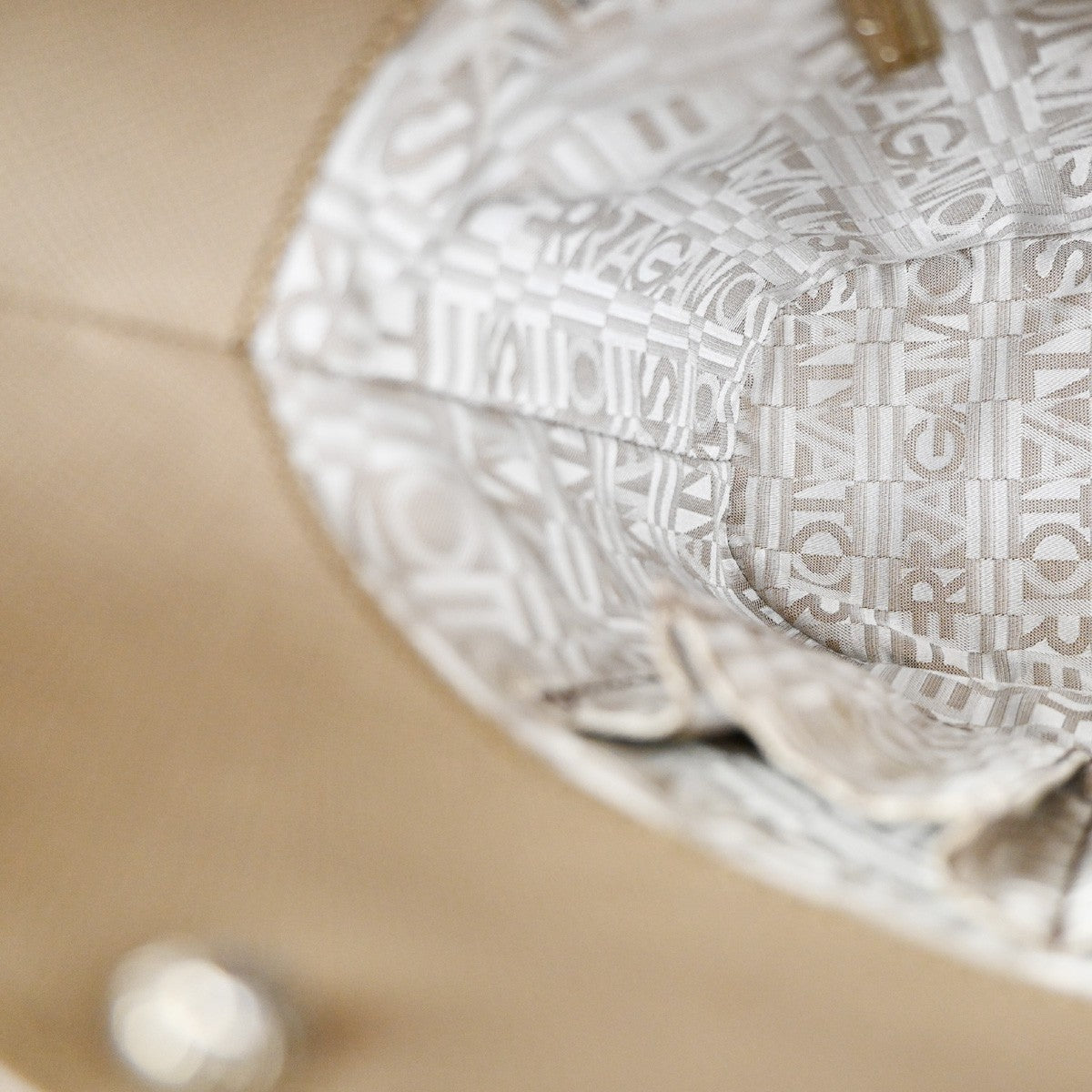 Salvatore Ferragamo Gancini handbag Leather, BEIGE, LEATHER, Handbag