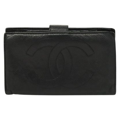 Chanel Vintage CC Bifold Wallet Leather, BLACK, LEATHER, Wallets