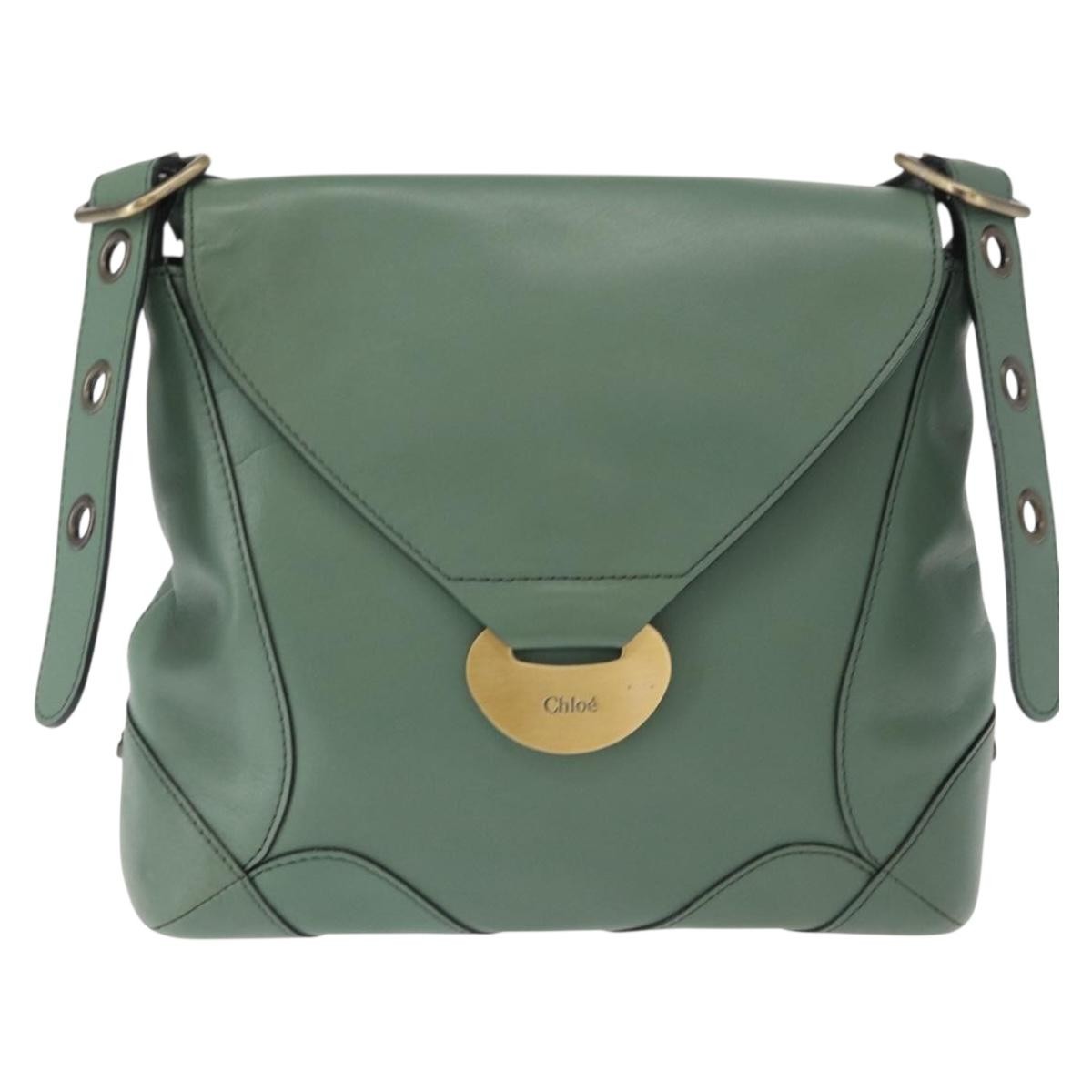 Chloe Vintage Flap shoulder bag Leather, GREEN, LEATHER, Shoulder bag