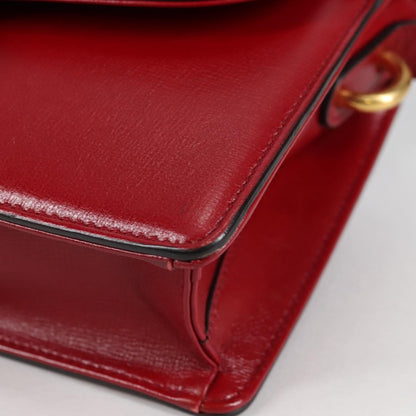 Gucci GG Ring Shoulder Bag Leather, RED, LEATHER, Shoulder bag