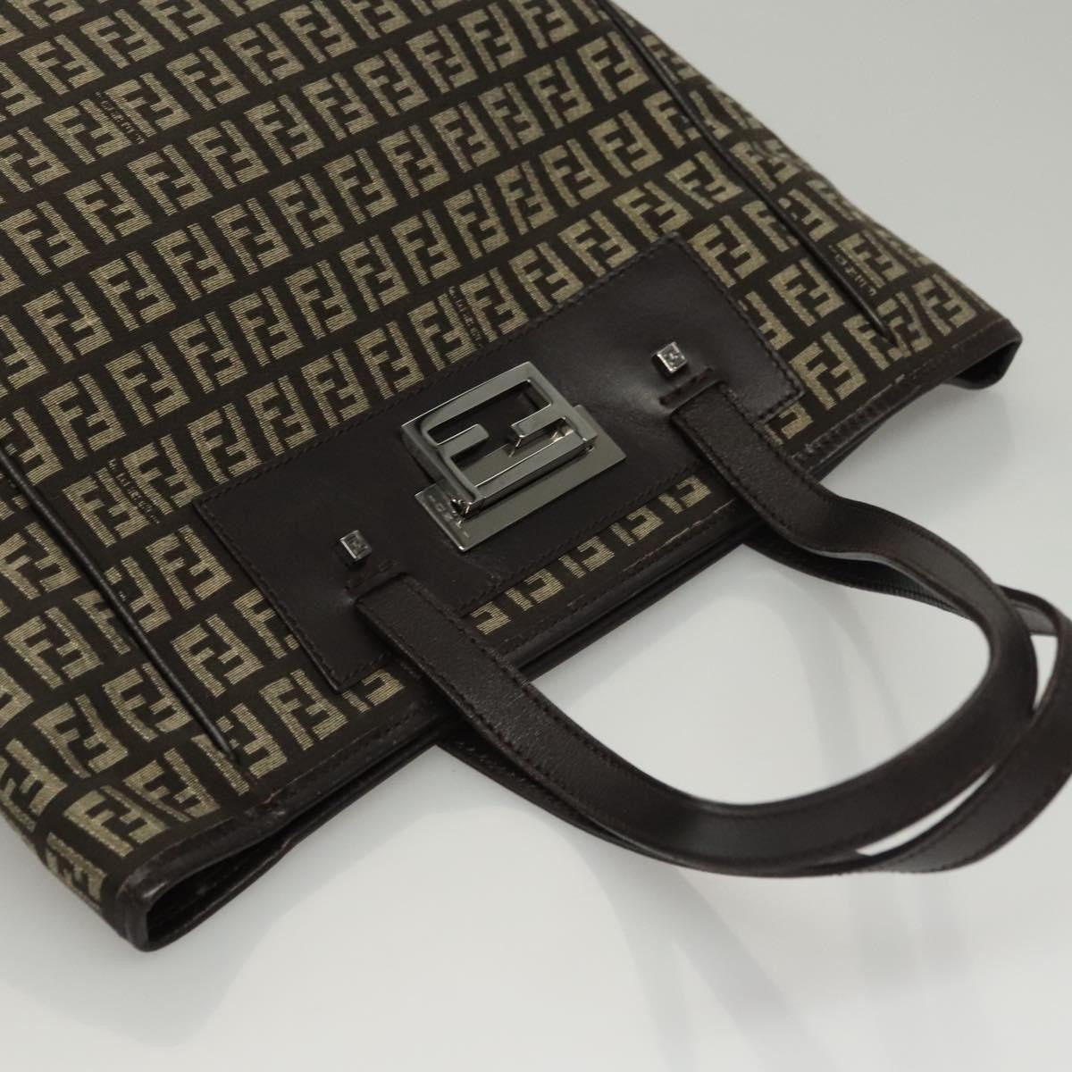 Fendi Vintage Flip Lock Tote Zucchino Canvas, BROWN, CANVAS, Tote bag