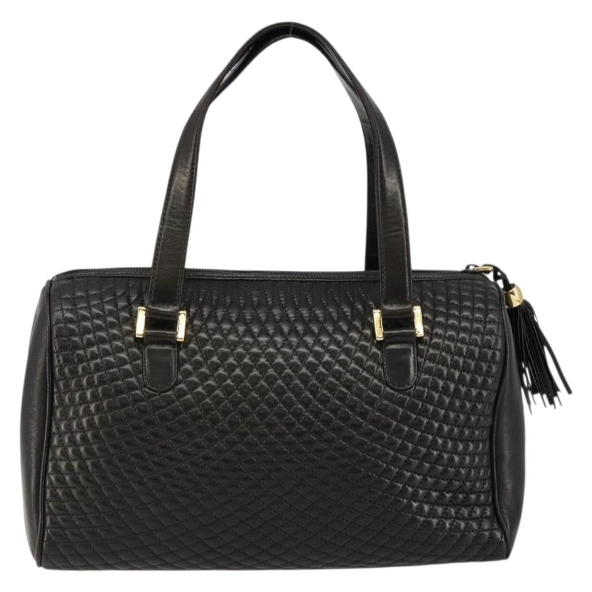 Bally Vintage Handbag Quilted Leather, BLACK, LEATHER, Handbag