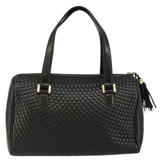 Bally Vintage Handbag Quilted Leather, BLACK, LEATHER, Handbag