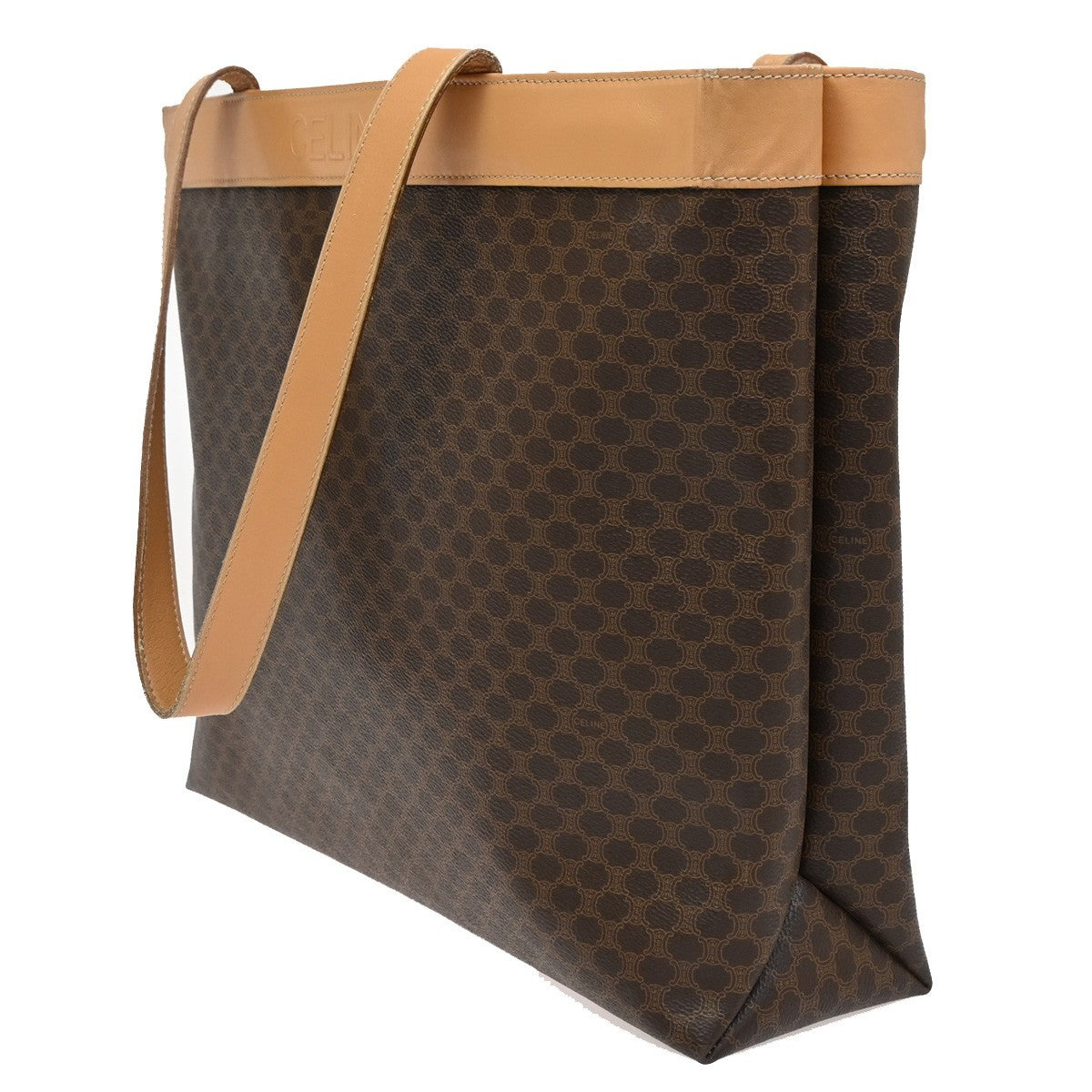 Celine Vintage Macadam Tote bag Canvas and Leather, BROWN, CANVAS, Tote bag