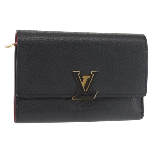Louis Vuitton Capucines Compact wallet Leather, BLACK, LEATHER, Wallets