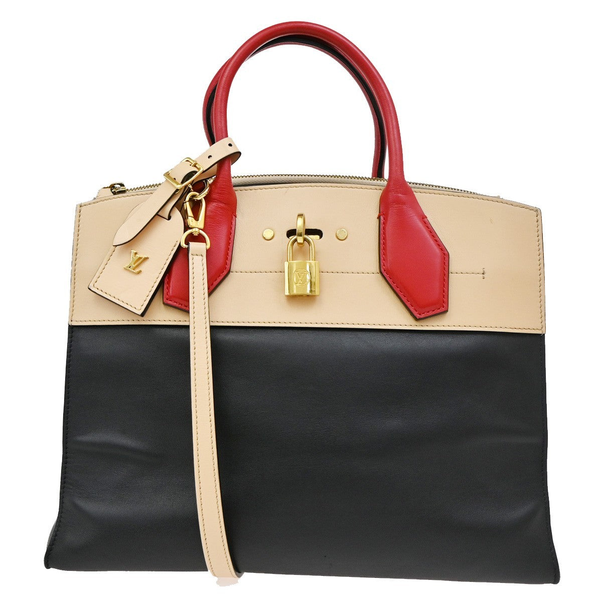 Louis Vuitton City Steamer Handbag Leather, BLACK, LEATHER, Handbag