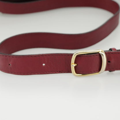 Celine Circle logo Leather, BURGUNDY, LEATHER, Shoulder bag