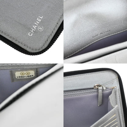 Chanel Camellia Zip Around Organizer Leather, Black, Leather, Wallet