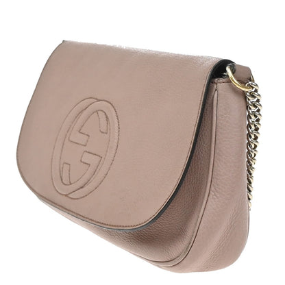 Gucci Soho Chain Crossbody Bag Leather, PINK, LEATHER, Shoulder bag