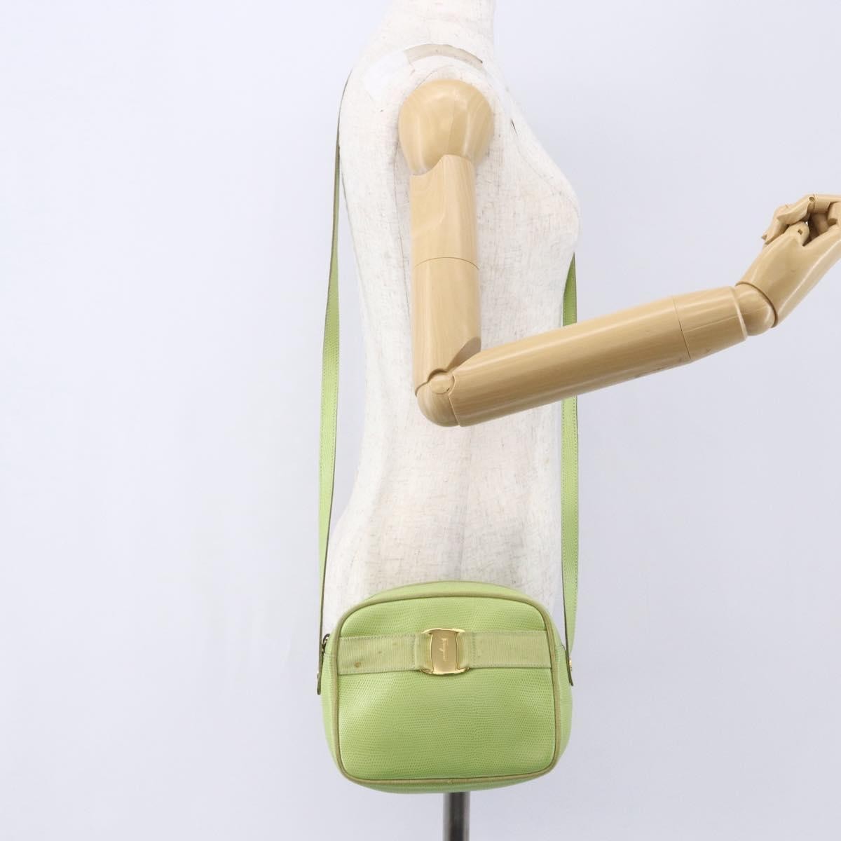 Salvatore Ferragamo Vara Bow camera Shoulder Bag Leather, GREEN, LEATHER, Shoulder bag