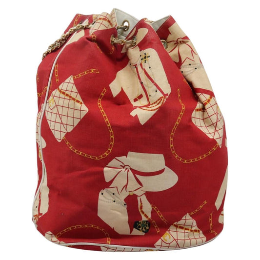 Chanel Chain Shoulder Bag Canvas, RED, CANVAS, Shoulder bag