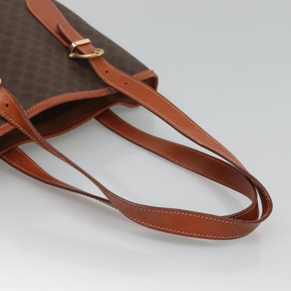 Celine Vintage Macadam Shoulder Bag Canvas and Leather, BROWN, CANVAS, Shoulder bag