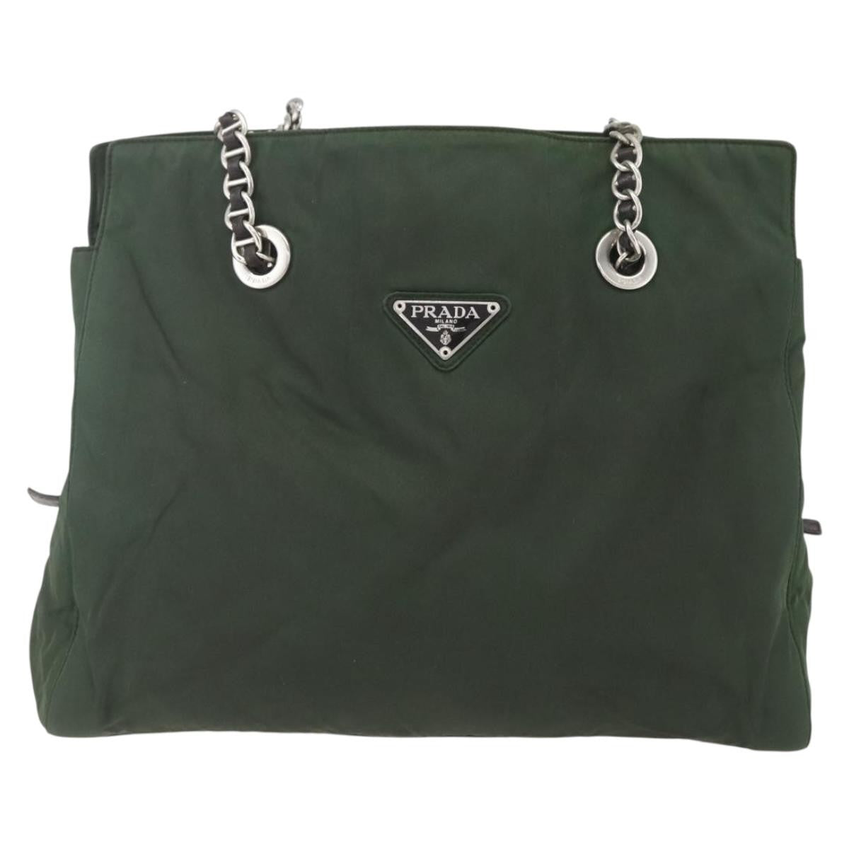Prada Re-Edition 1995 Chain Tote Quilted Re-Nylon, Khaki, Nylon, Shoulder Bag