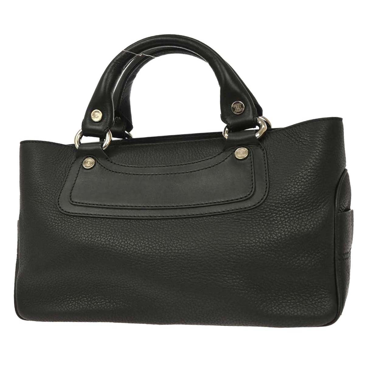 Celine Boogie Satchel Leather, BLACK, LEATHER, Handbag