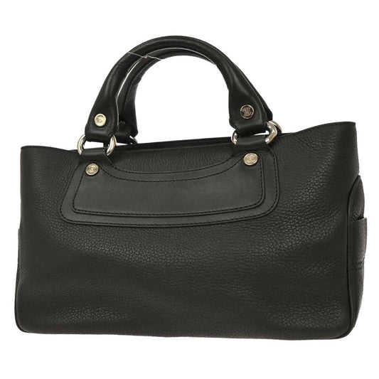 Celine Boogie Satchel Leather, BLACK, LEATHER, Handbag