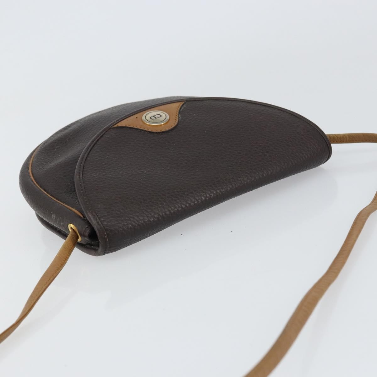 Christian Dior Vintage CD Flap Shoulder Bag Leather, BROWN, LEATHER, Shoulder bag