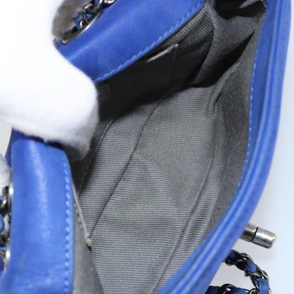 Chanel Diamond Stitch Chain Flap Bag Quilted Iridescent Calfskin, BLUE, LEATHER, Shoulder bag