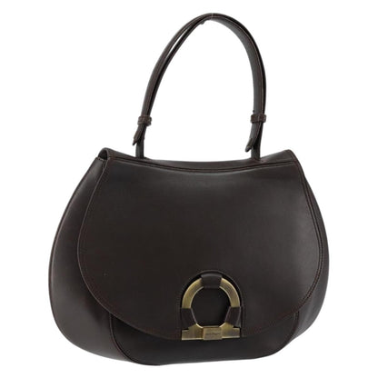 Salvatore Ferragamo Gancini handbag Leather, BLACK, LEATHER, Handbag