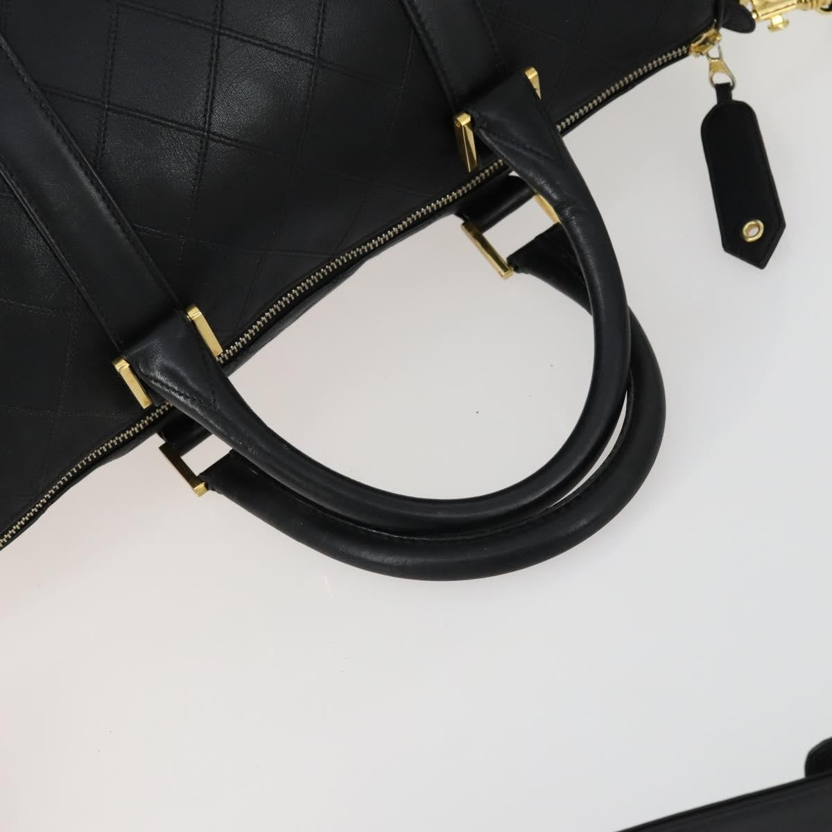 Chanel Vintage Diamond Stitch Boston Bag Quilted Lambskin, BLACK, LEATHER, Travel bag