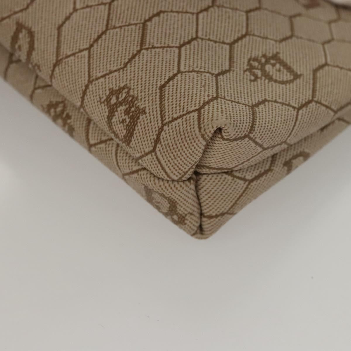 Christian Dior Vintage Honeycomb Zip Pouch Coated Canvas, BEIGE, PVC, Clutche & pouche