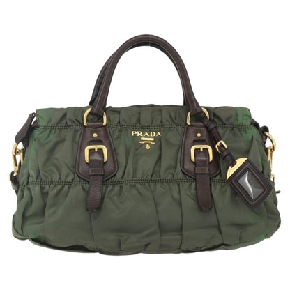 Prada Gaufre Convertible Satchel Tessuto, KHAKI, NYLON, Handbag