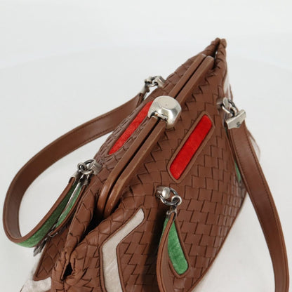 Bottega Veneta Intrecciato Leather, BROWN, LEATHER, Handbag