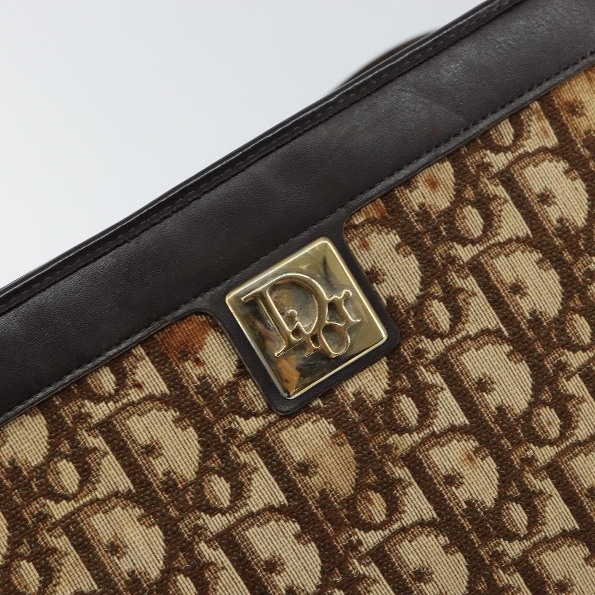 Christian Dior Vintage Trotter Shoulder Bag Canvas, BEIGE, CANVAS, Shoulder bag