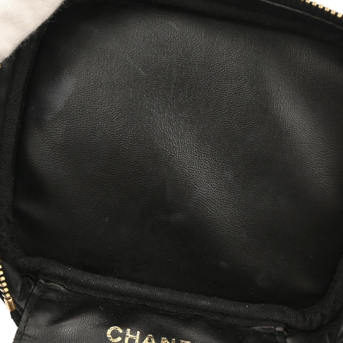 Chanel Vintage Timeless Cosmetic Case Caviar, BLACK, LEATHER, Handbag
